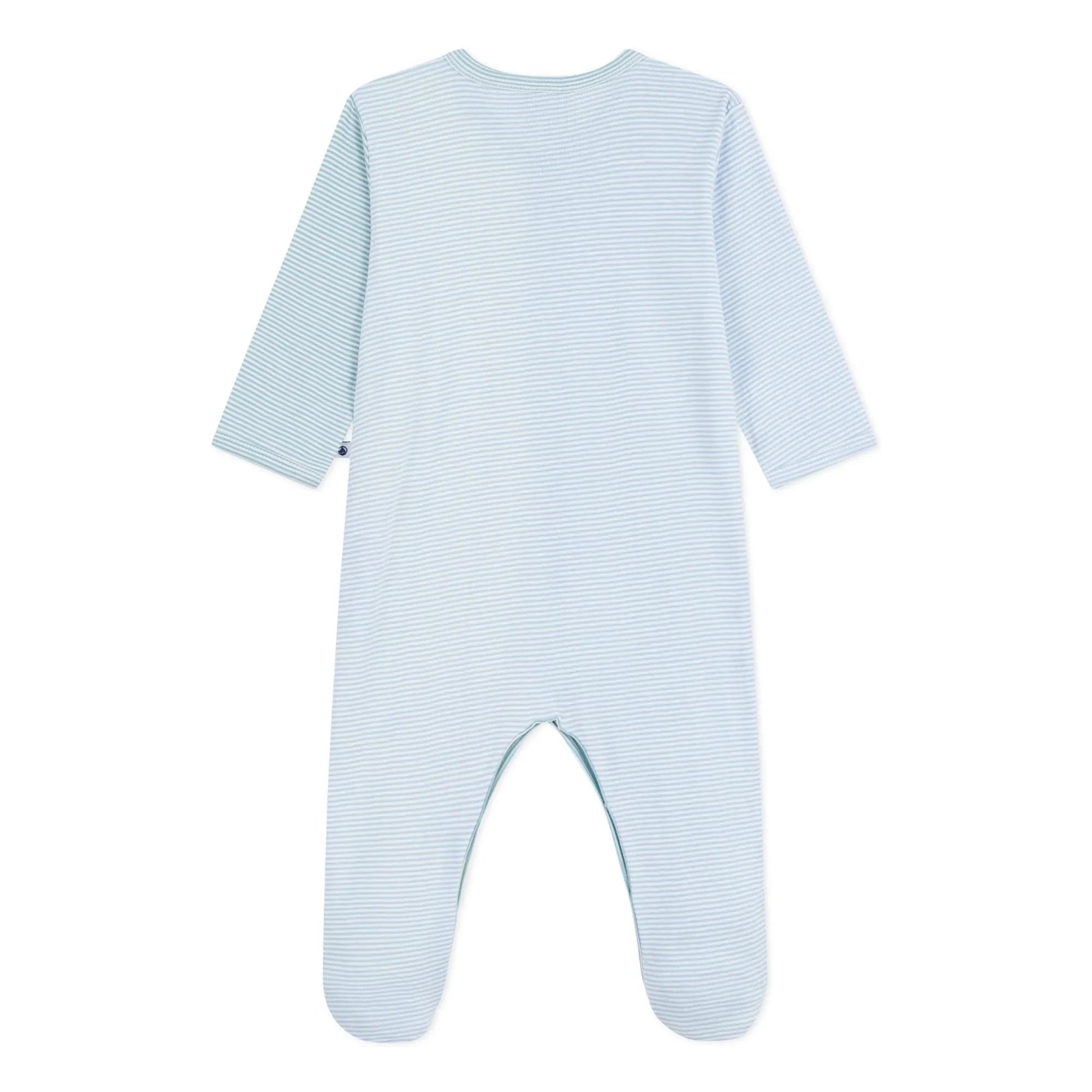 Petit Bateau - Pijama de algodón orgánico Milleraies de rayas con bloques de color | Verde