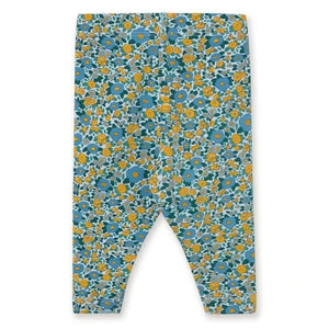 Tinycottons - Leggings florales acanalados de algodón orgánico | Azul