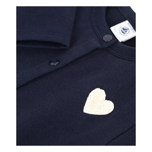 Petit Bateau - Chaleco de Algodón Orgánico con Corazones | Azul Marino