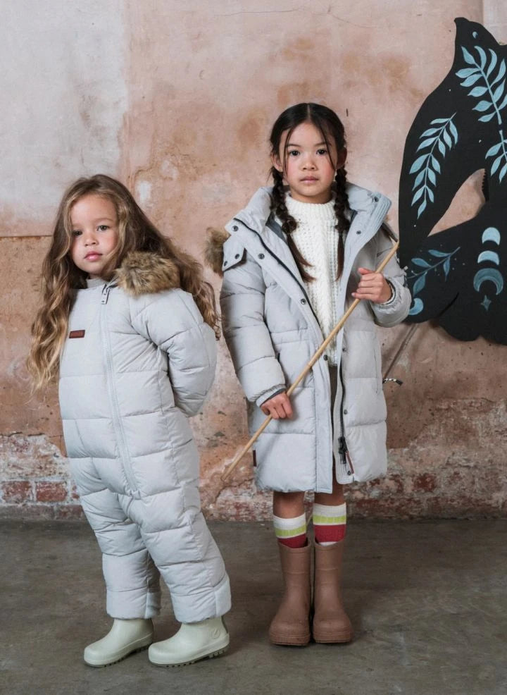 Töastie - Chaqueta Nublada con Capucha de Piel Sintética Impermeable Hecha de Fibras Recicladas | Blanc/Écru