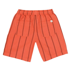 Jenest - Knox Shorts de Algodón Orgánico a Rayas | Rojo