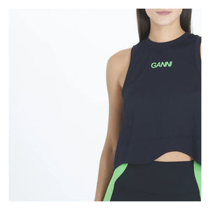 Ganni - Top de malla activa con material reciclado | Negro