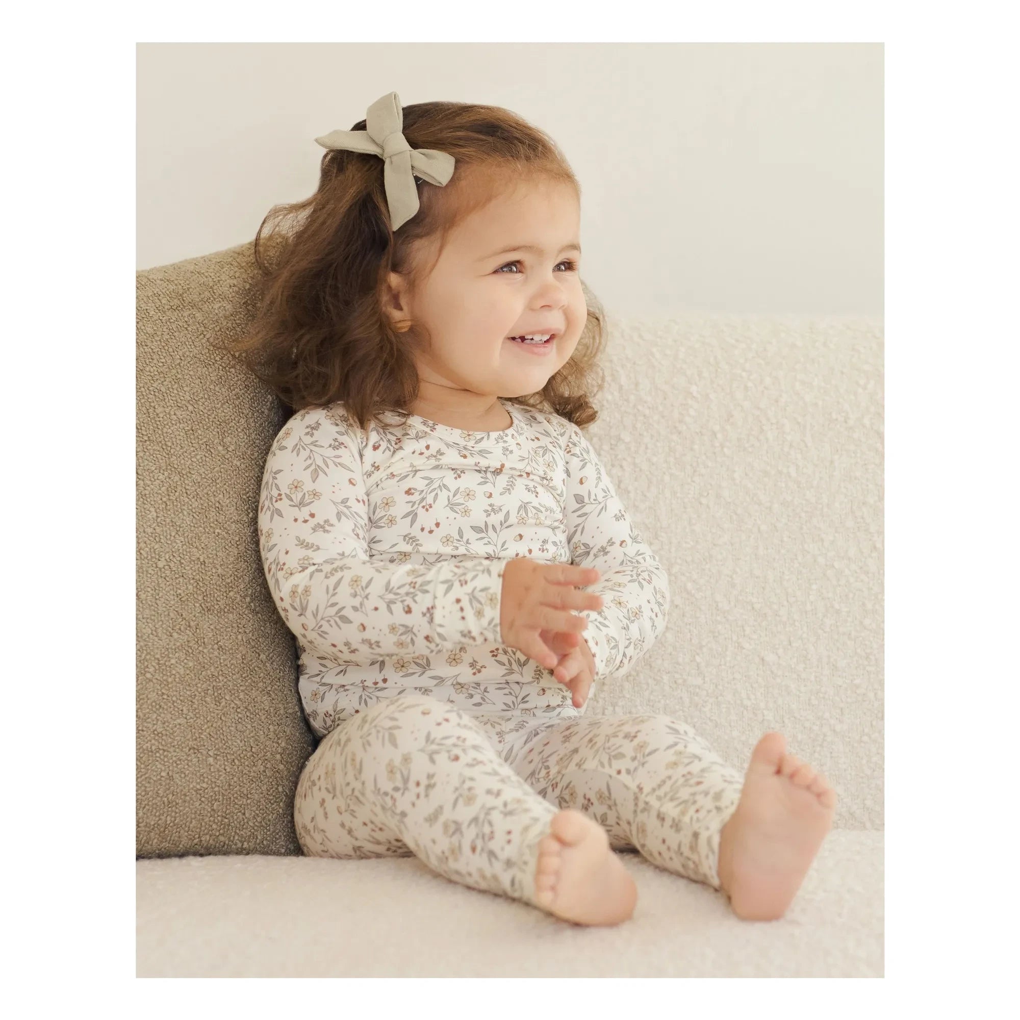 Quincy Mae - Pijama con estampado floral de bambú | Marfil