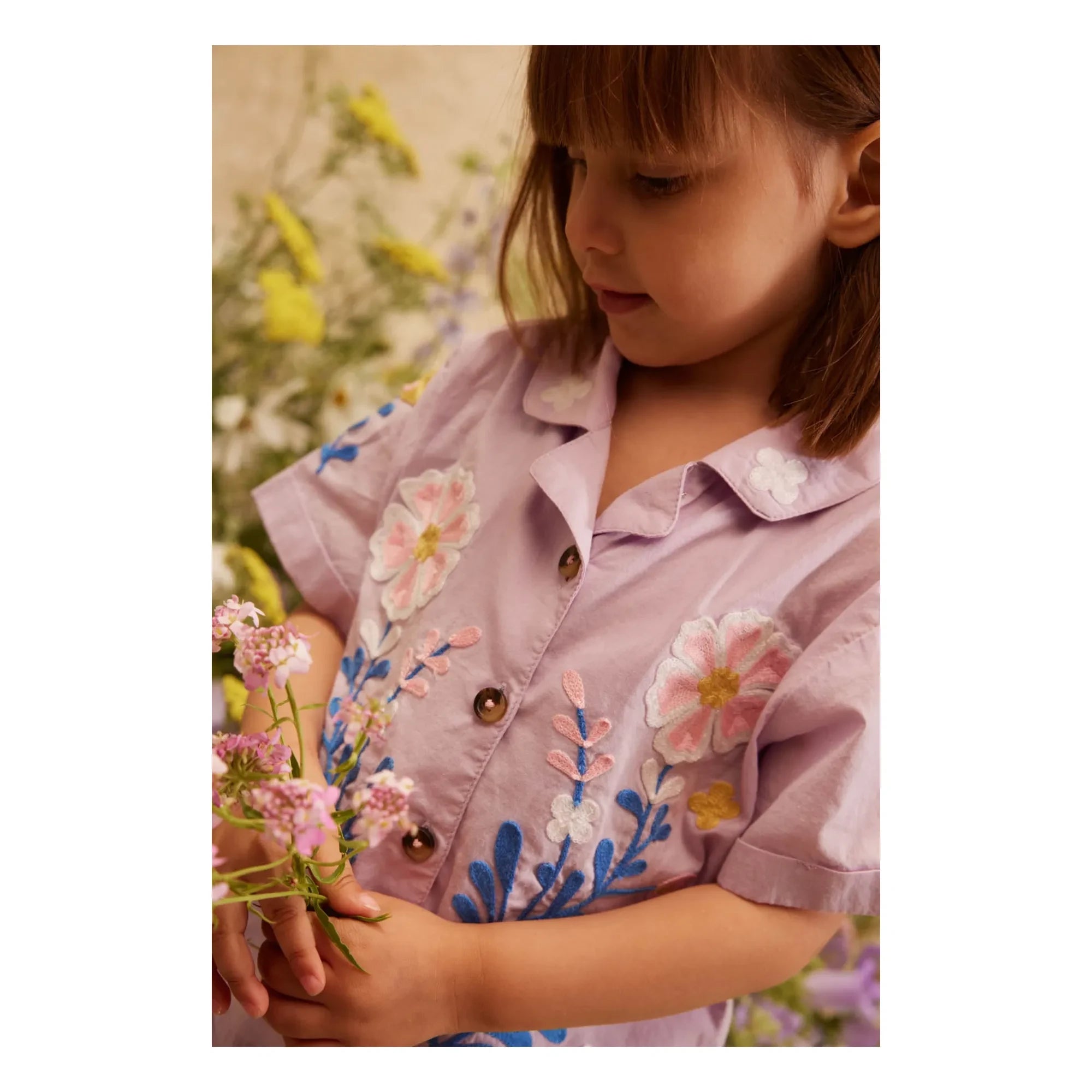 Louise Misha - Camisa bordada de algodón orgánico Alova | Ciruela
