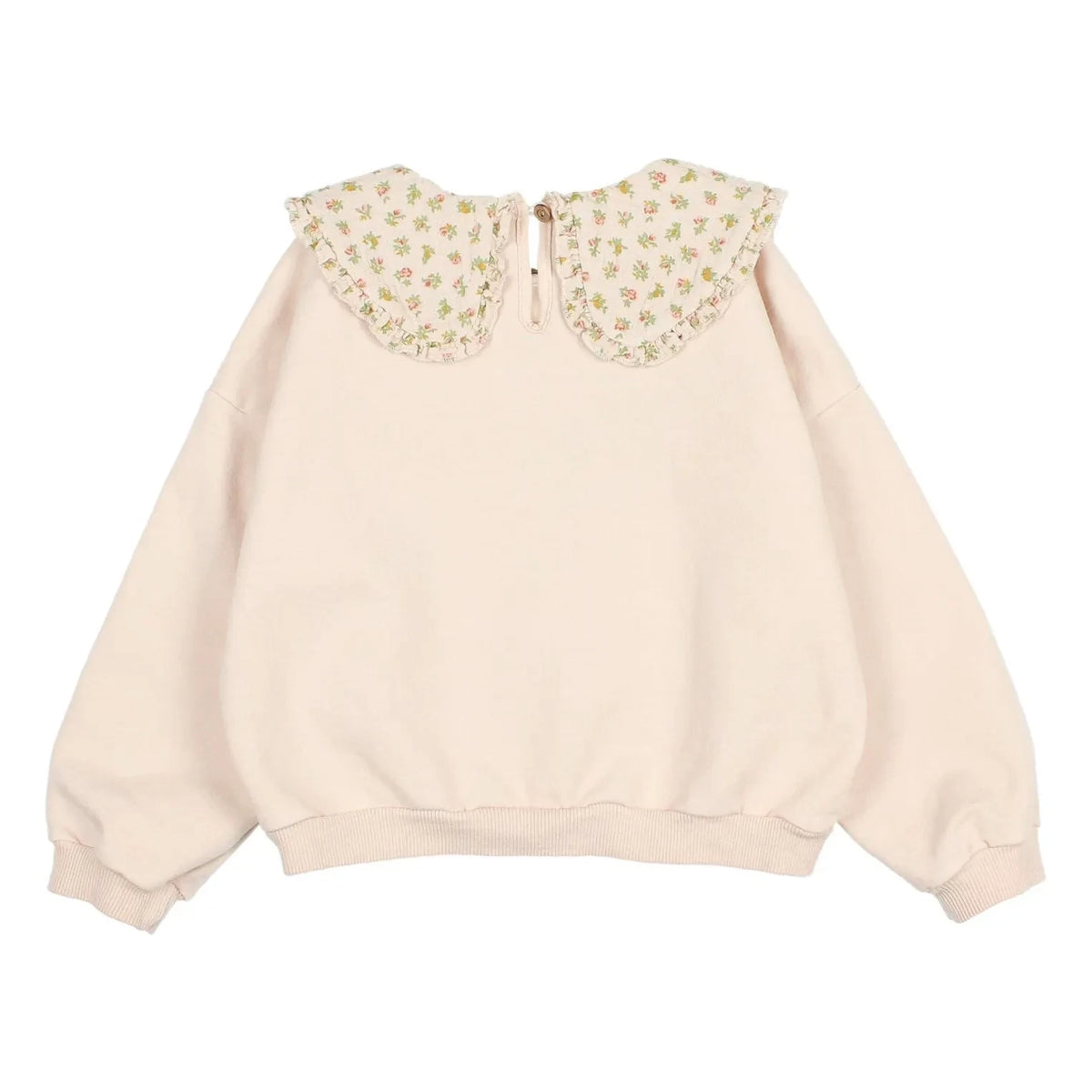 Búho - Sudadera de algodón orgánico con cuello Claudine y estampado floral | Rosa claro