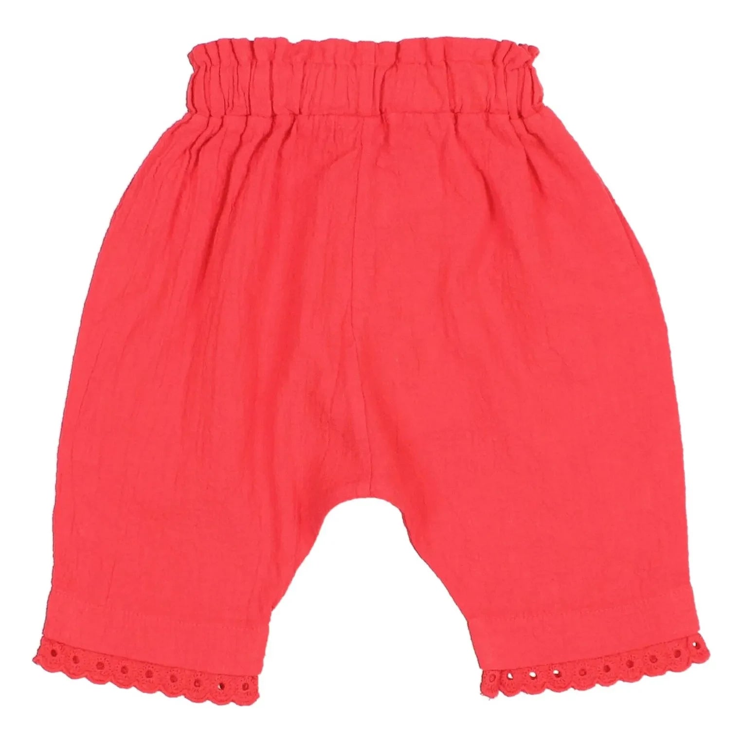Búho - Pantalón de Bebé con Encaje de Algodón Orgánico | Rojo