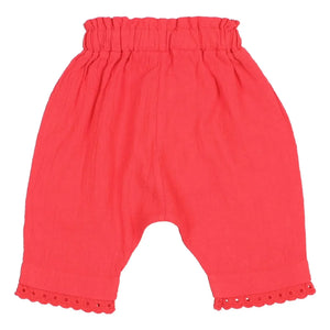 Búho - Pantalón de Bebé con Encaje de Algodón Orgánico | Rojo