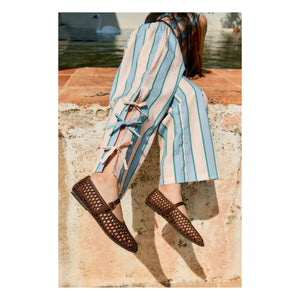 Tinycottons - Pantalón de rayas con cordones | Rosa Claro