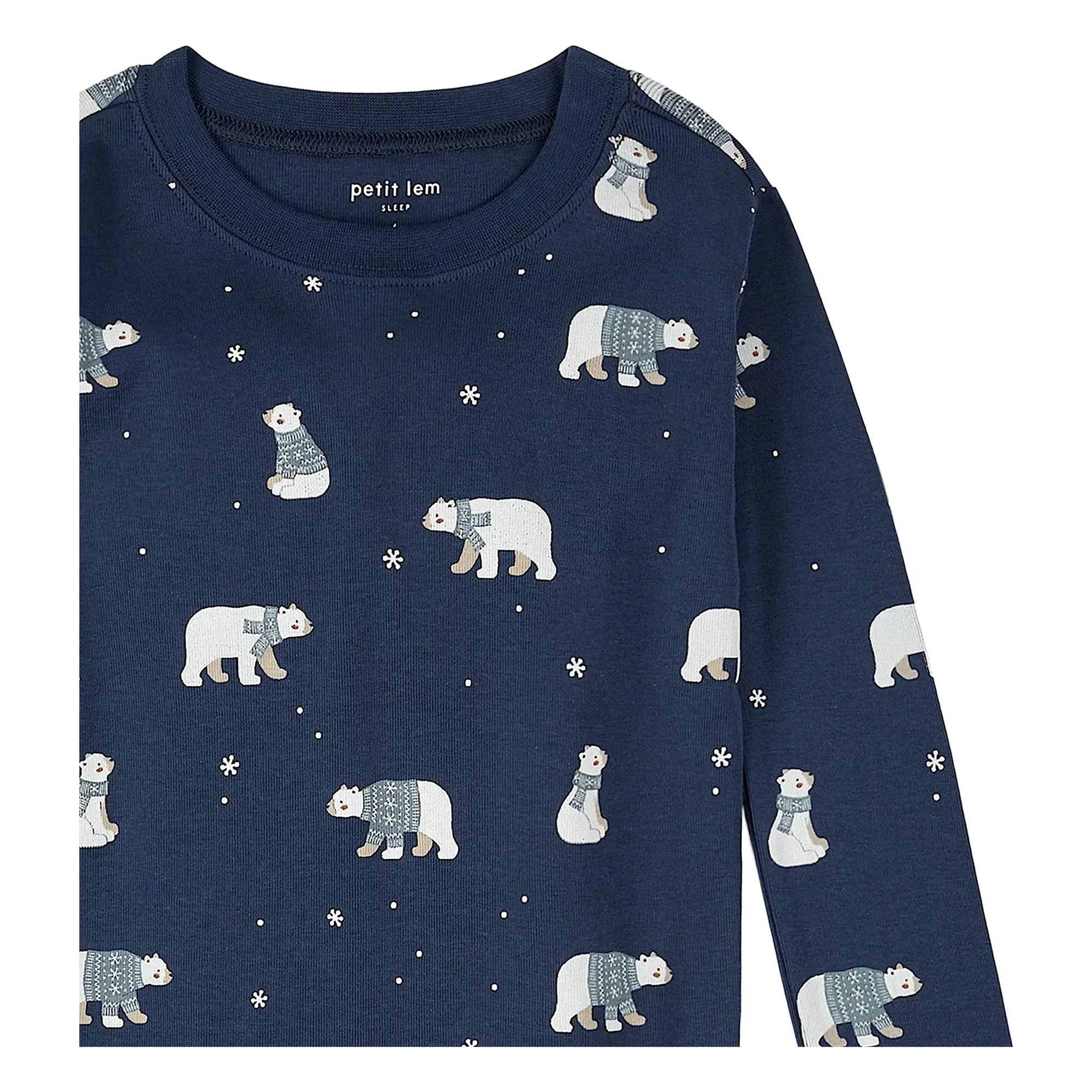 Petit Lem - Pijama de oso polar de algodón orgánico | Azul marino