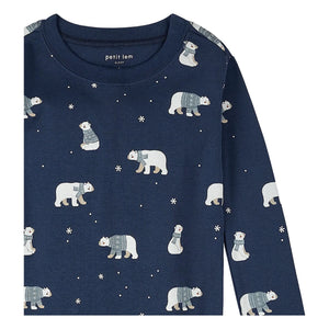 Petit Lem - Pijama de oso polar de algodón orgánico | Azul marino