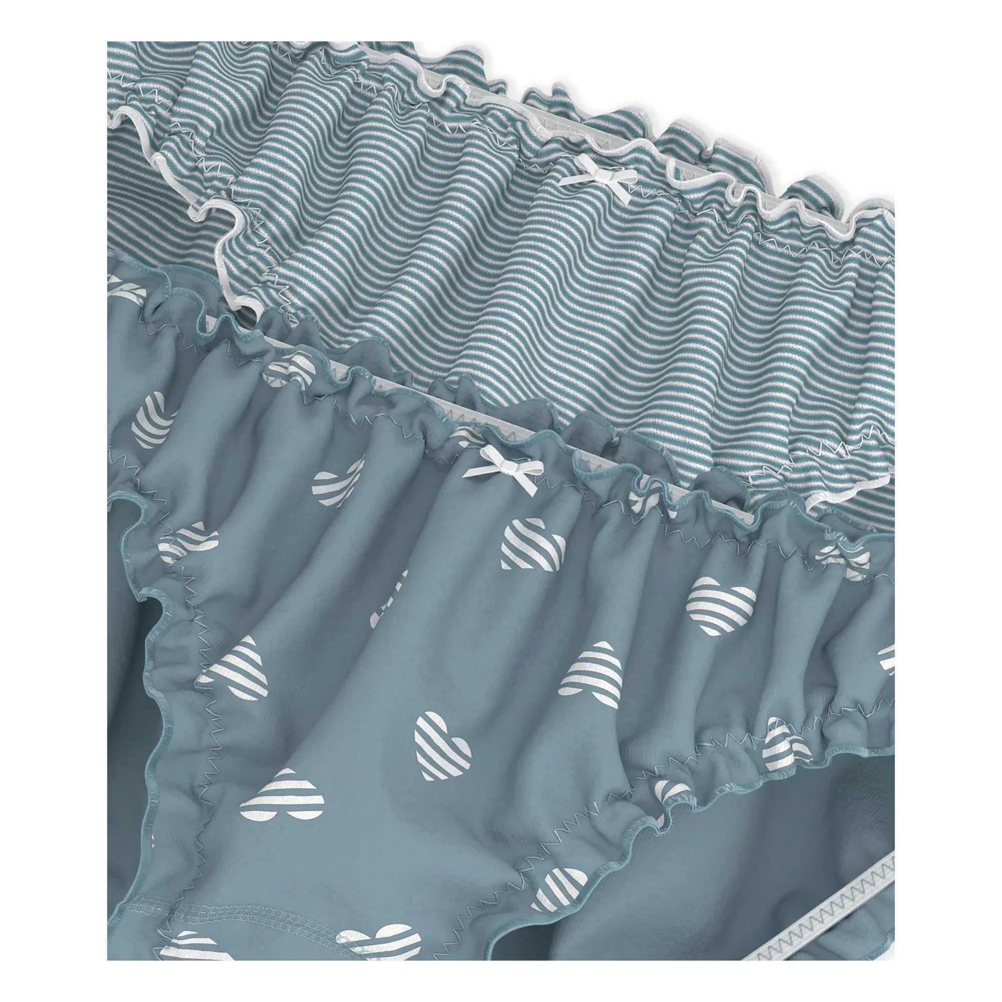 Petit Bateau - Conjunto de 2 Braguitas de Algodón a Rayas con Volantes para Bebé | Gris azulado