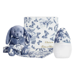 Elhée - Biberón de silicona médica y set de arrullo de conejo Toile de Jouy Augustin - Elhée x Tartine et Chocolat | Azul Marino