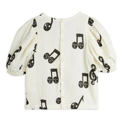 Mini Rodini - Camisa Notes de muselina de algodón orgánico | Blanca