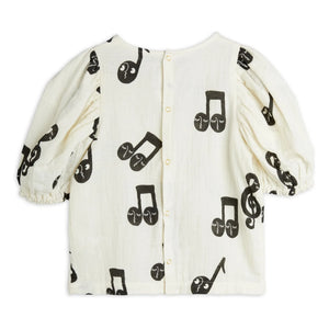 Mini Rodini - Camisa Notes de muselina de algodón orgánico | Blanca