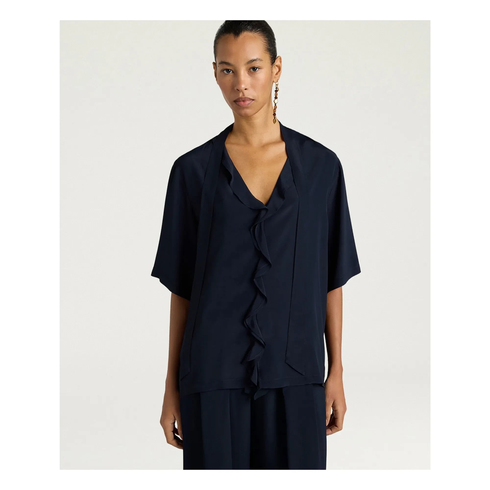 Momoni - Blusa de manga corta Salvia | Azul marino