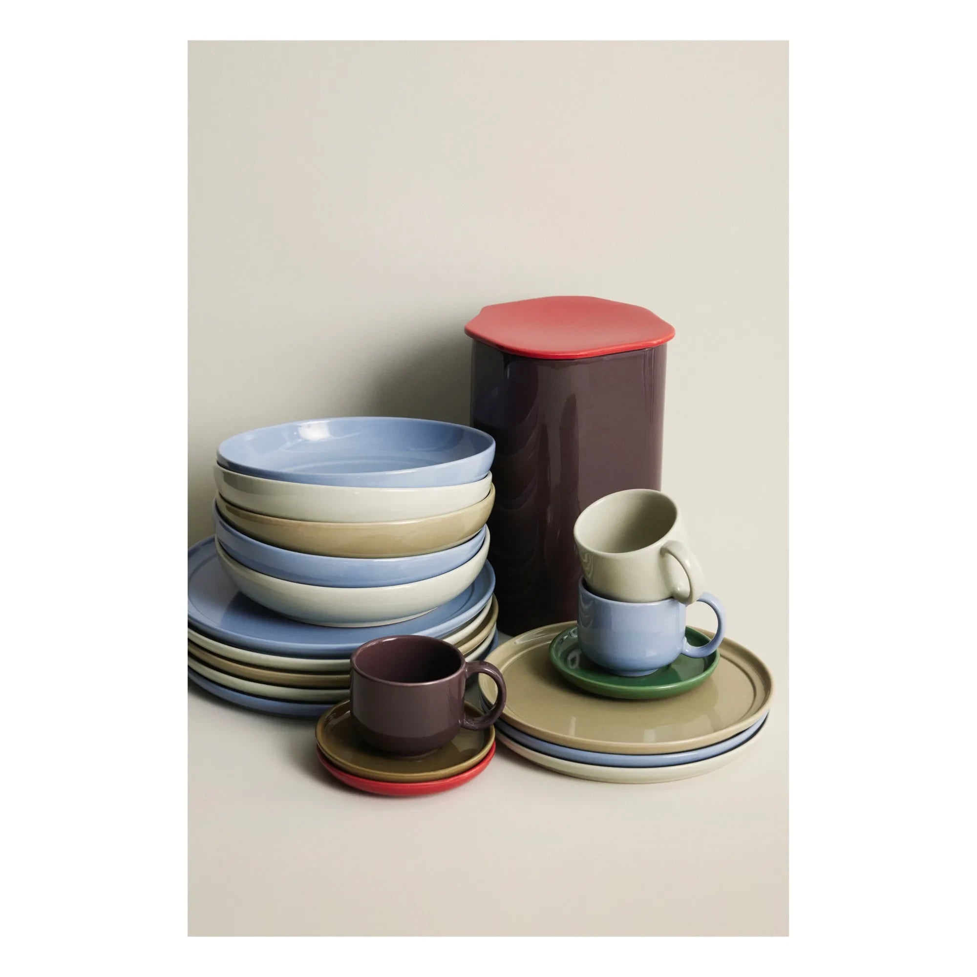 Juego de taza y plato Hübsch Amare | Azul claro