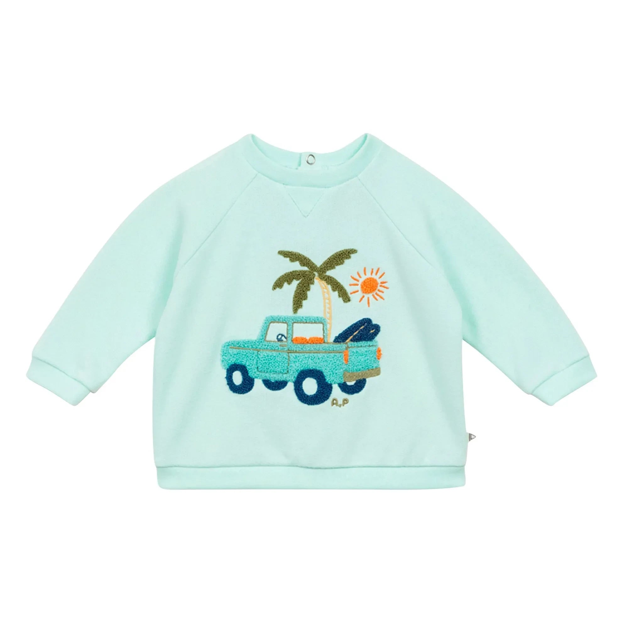 Arsène et Les Pipelettes - Sudadera de coche de algodón orgánico para bebé | Turquesa