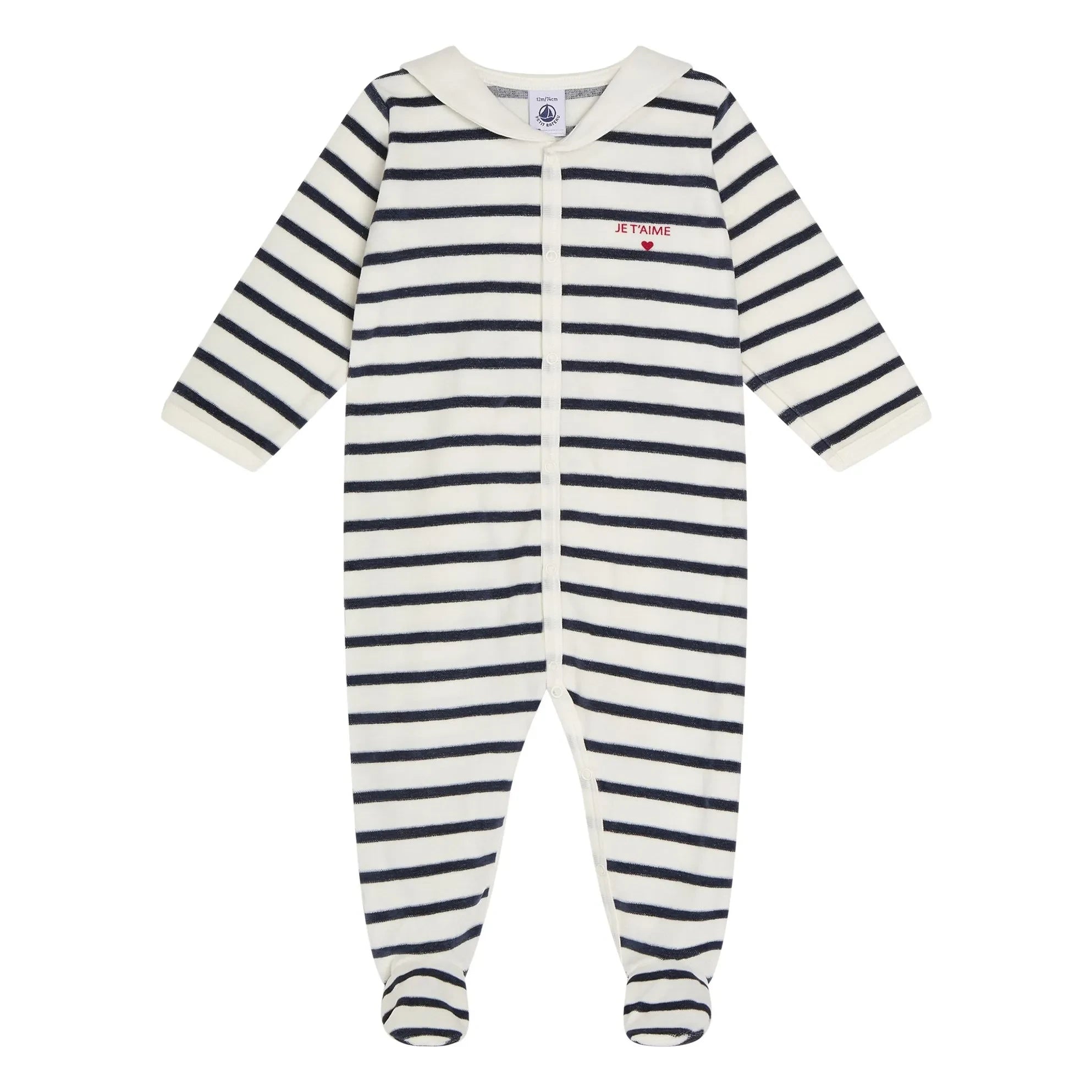 Petit Bateau - Pijama de dormir de algodón orgánico estilo marinero | Blanco