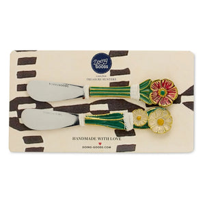 Doing Goods - Cuchillos de mantequilla Posy - Juego de 2 | Verde