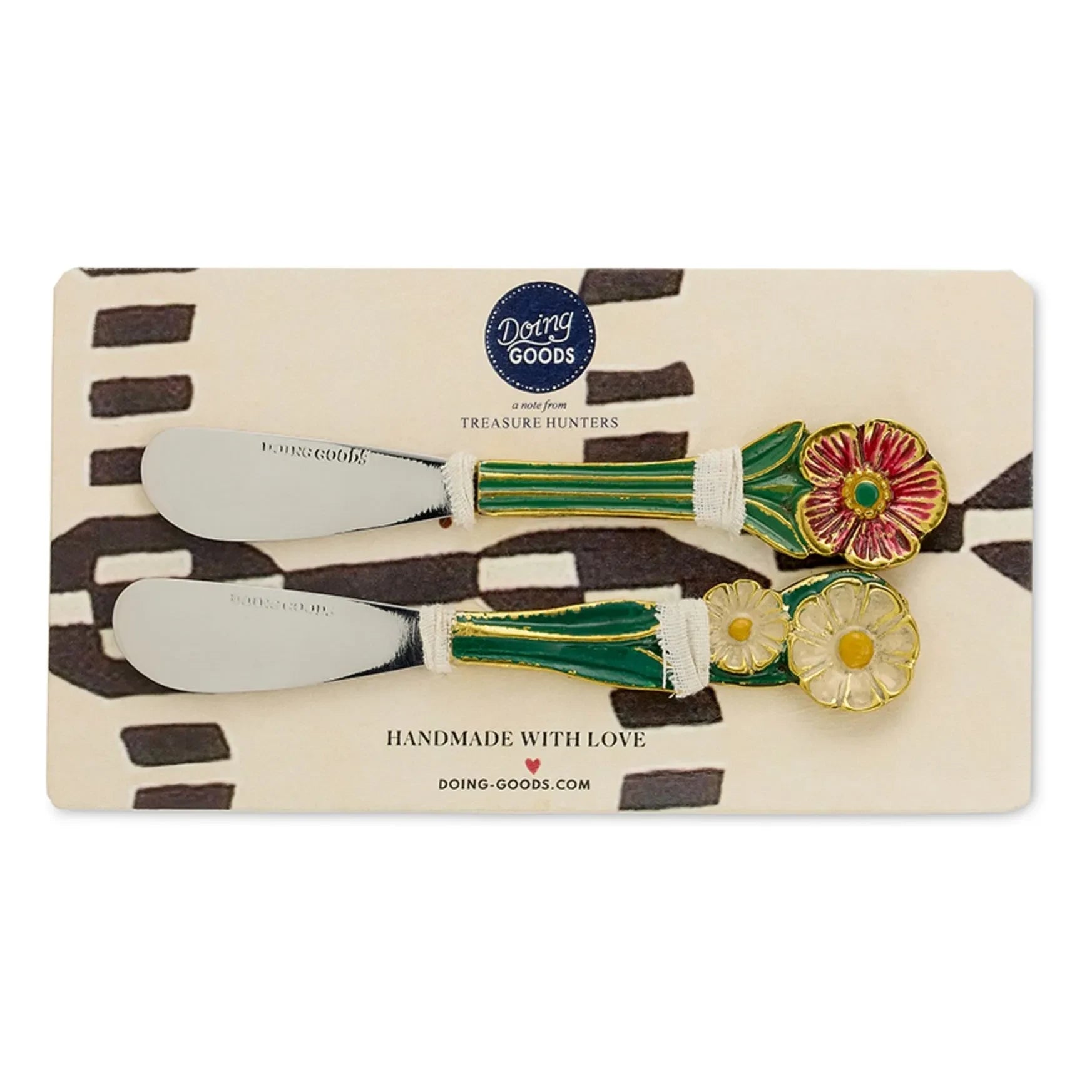 Doing Goods - Cuchillos de mantequilla Posy - Juego de 2 | Verde