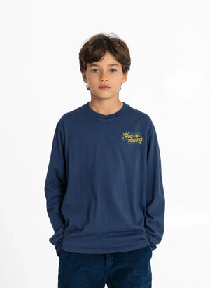 Smallable Kid - Bam "Keep On Moving" Camiseta de Algodón Orgánico | Gris azul