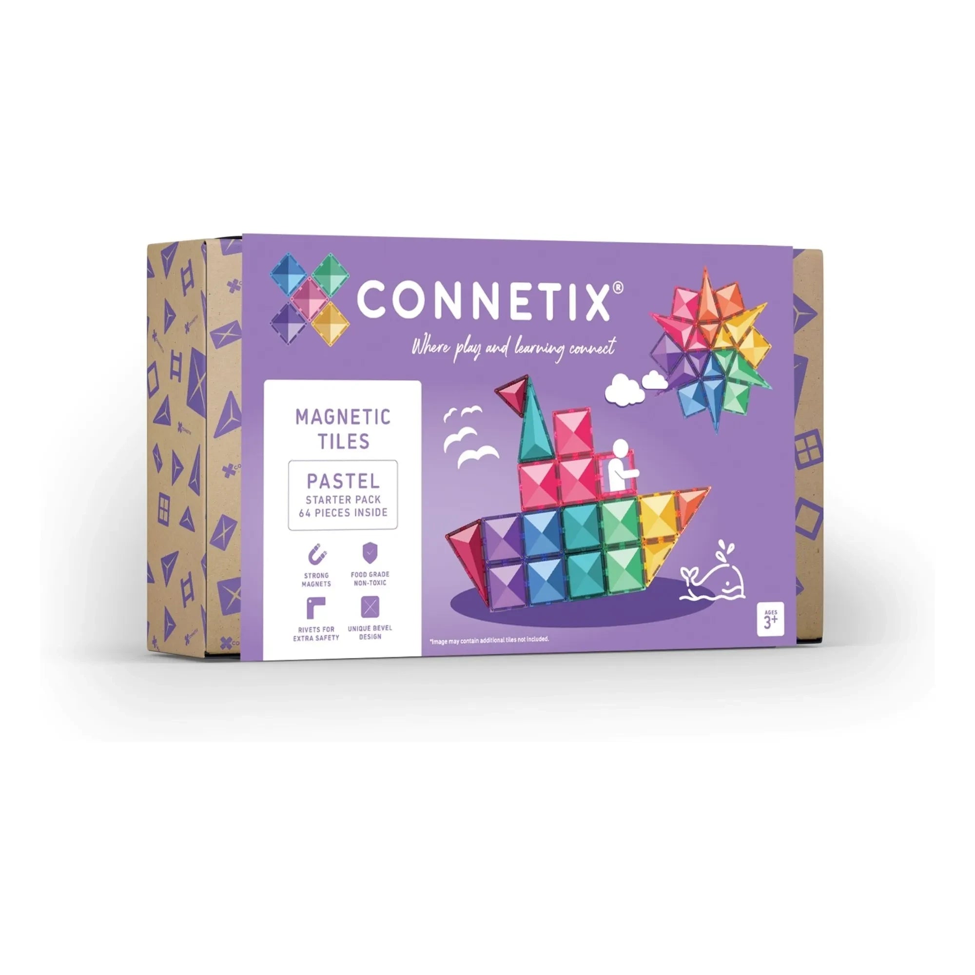 Connetix - Kit de iniciación - 64 piezas | Pastel