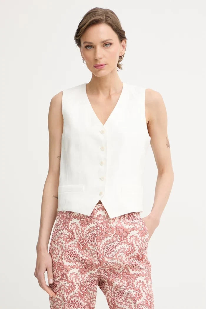 Chaleco de lino de un botón Weekend Max Mara PACE para mujer