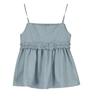 Tangerine - Top con volantes y rayas | Azul claro