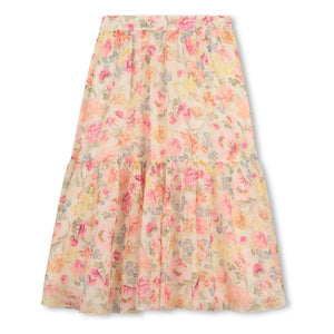 Chloé - Falda de algodón orgánico con estampado floral | Crema