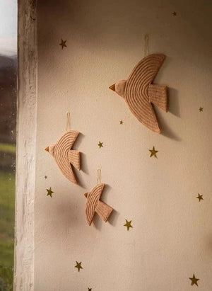 Muskhane - Birdy Adornos de Pared de Fieltro - Set de 3 | Rosa polvo
