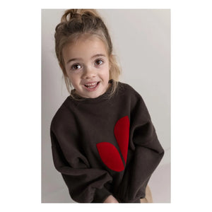 Jenest - Pippa Organik Pamuklu Melanj Sweatshirt | Koyu Kahverengi