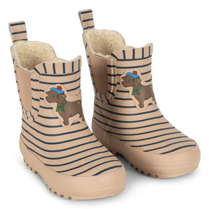 Konges Sløjd - Botas de lluvia King a rayas | Beige