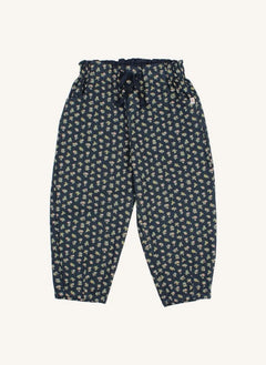 Búho - Pantalón de Niña con Motivo Floral | Azul Marino