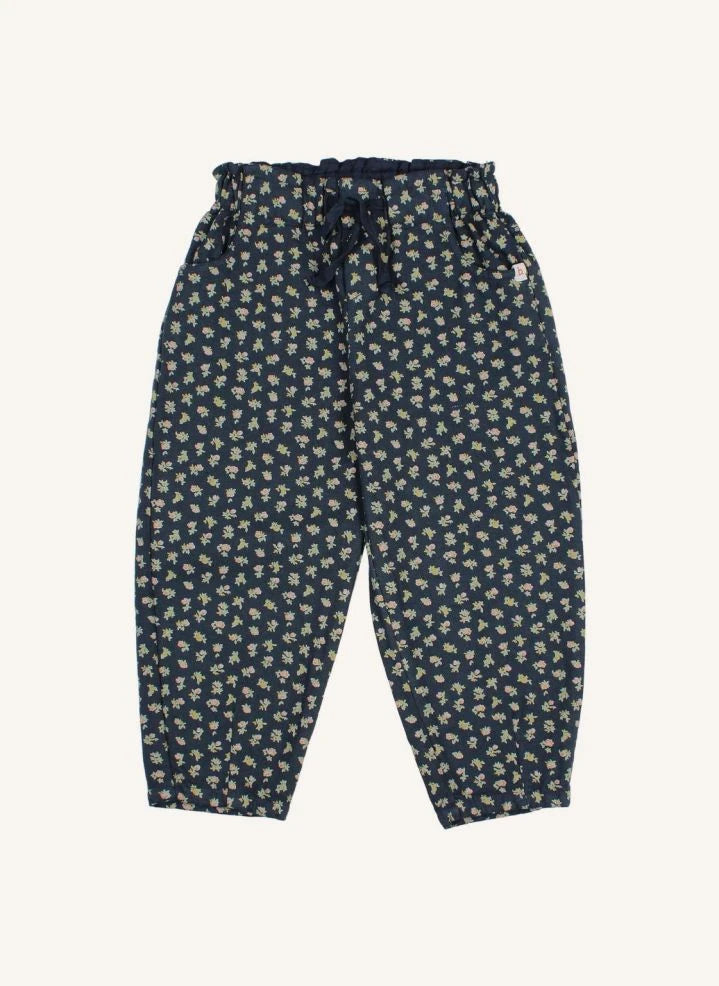 Búho - Pantalón de Niña con Motivo Floral | Azul Marino