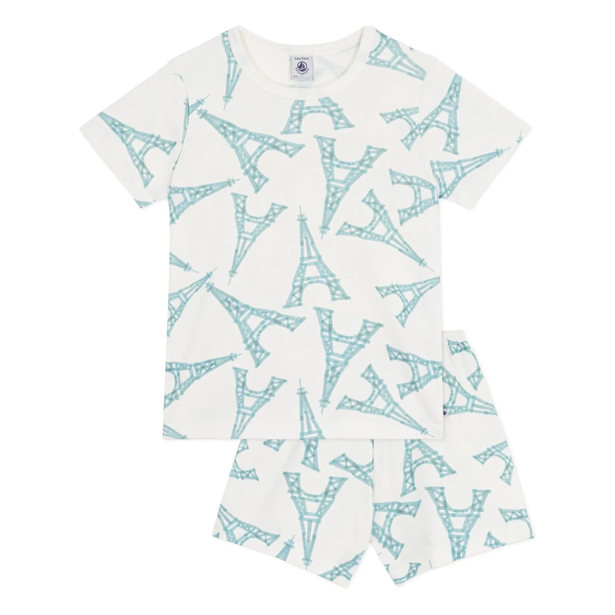 Petit Bateau - Pijama corto Torre Eiffel | Blanco