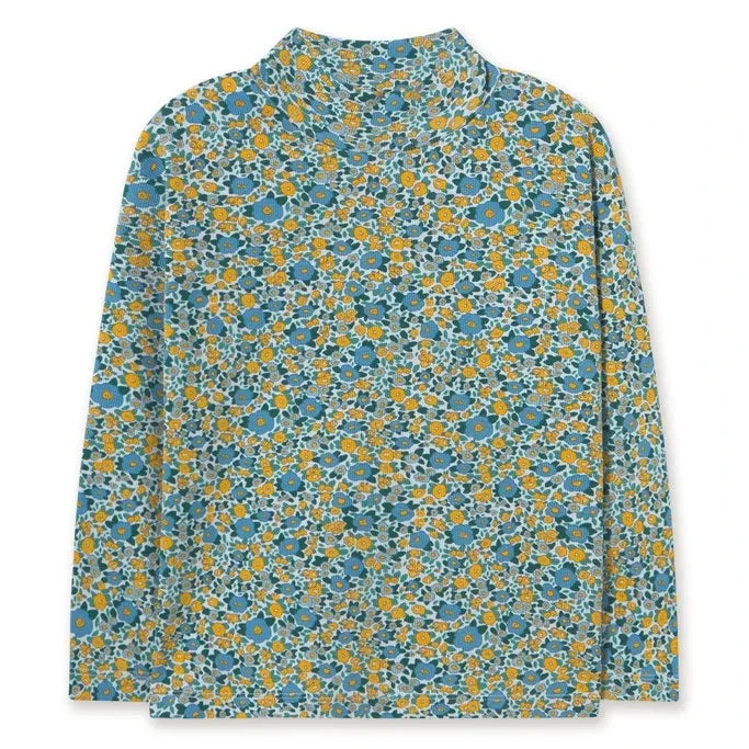 Tinycottons - Jersey de cuello alto a rayas de algodón orgánico | Azul