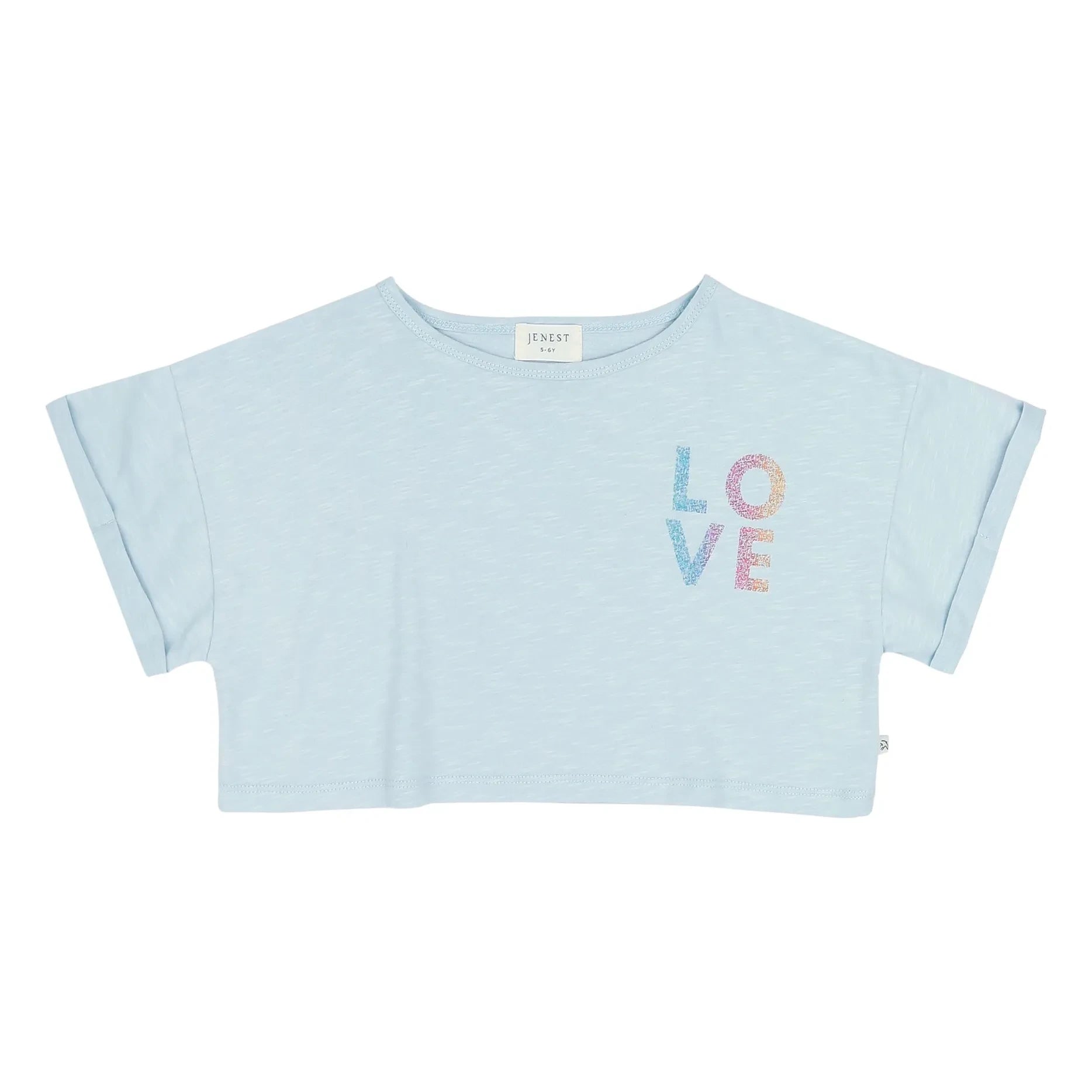 Jenest - Lizzy Love Crop Top de Algodón Orgánico | Azul claro