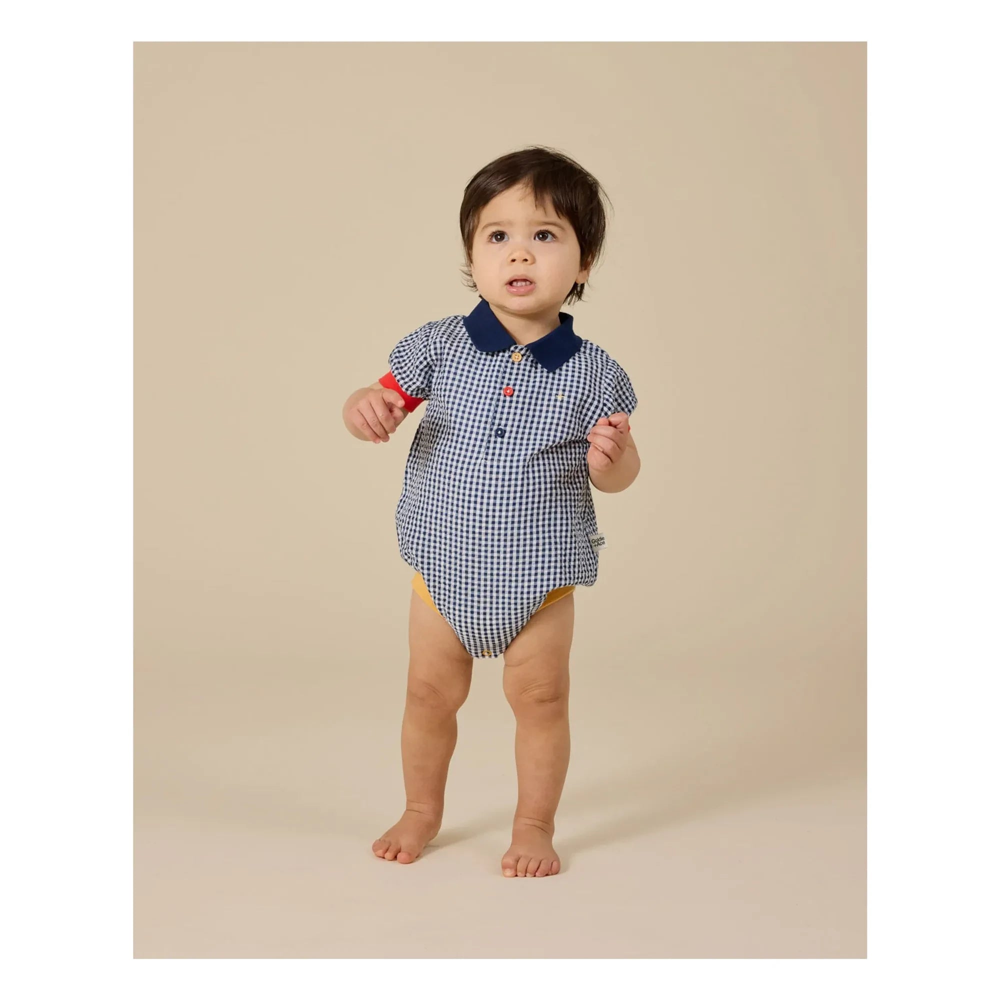 Goldie + Ace - Mono con cuello polo Vichy | Azul marino