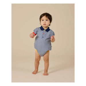 Goldie + Ace - Mono con cuello polo Vichy | Azul marino