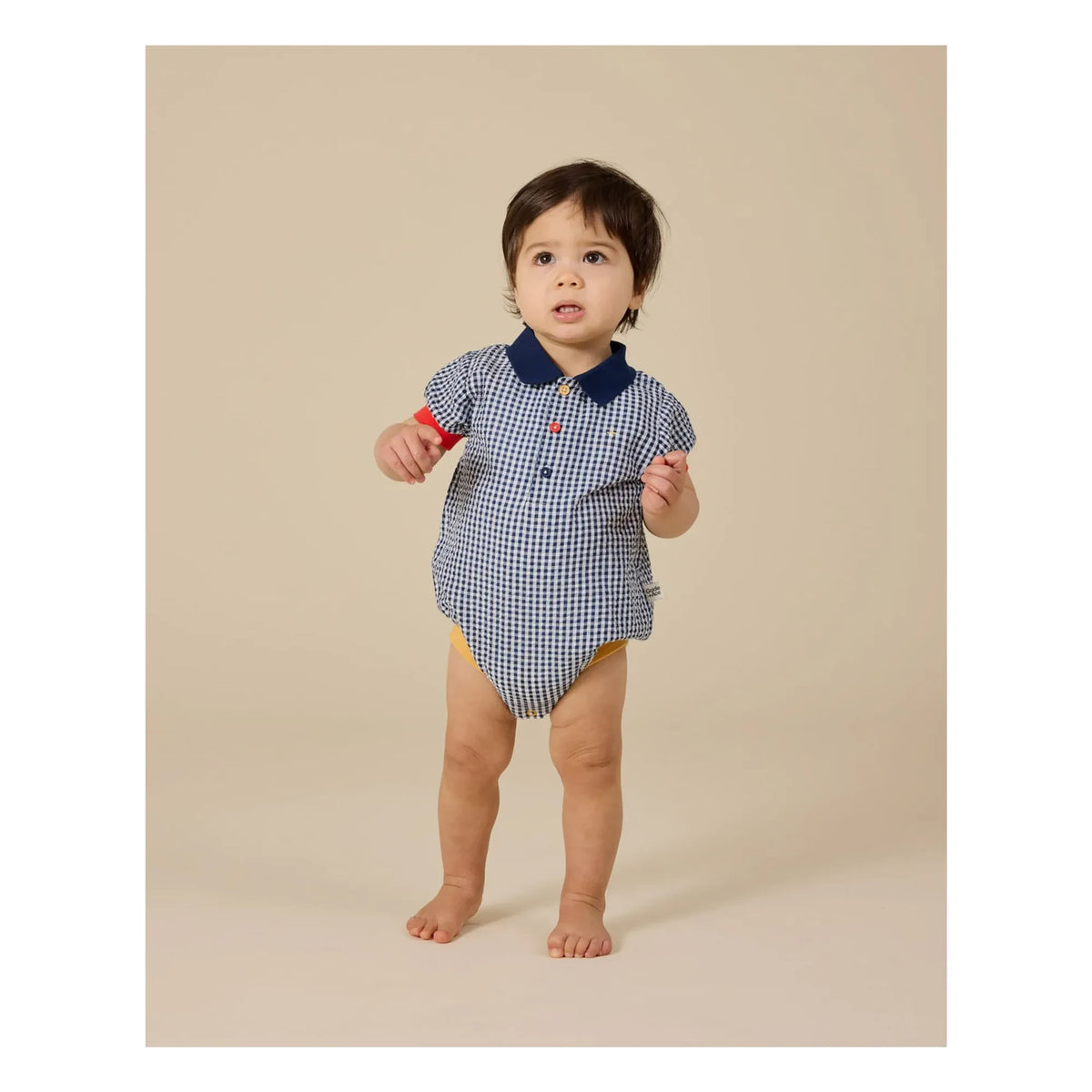Goldie + Ace - Mono con cuello polo Vichy | Azul marino