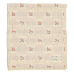 Bebe Organic - Manta de algodón orgánico Caballo balancín | Rosa empolvado