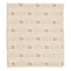Bebe Organic - Manta de algodón orgánico Caballo balancín | Rosa empolvado