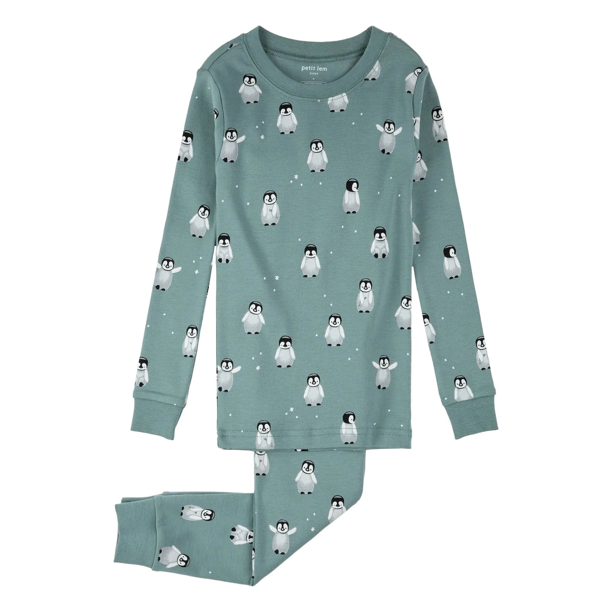 Petit Lem - Pijama de pingüino de algodón orgánico | Verde