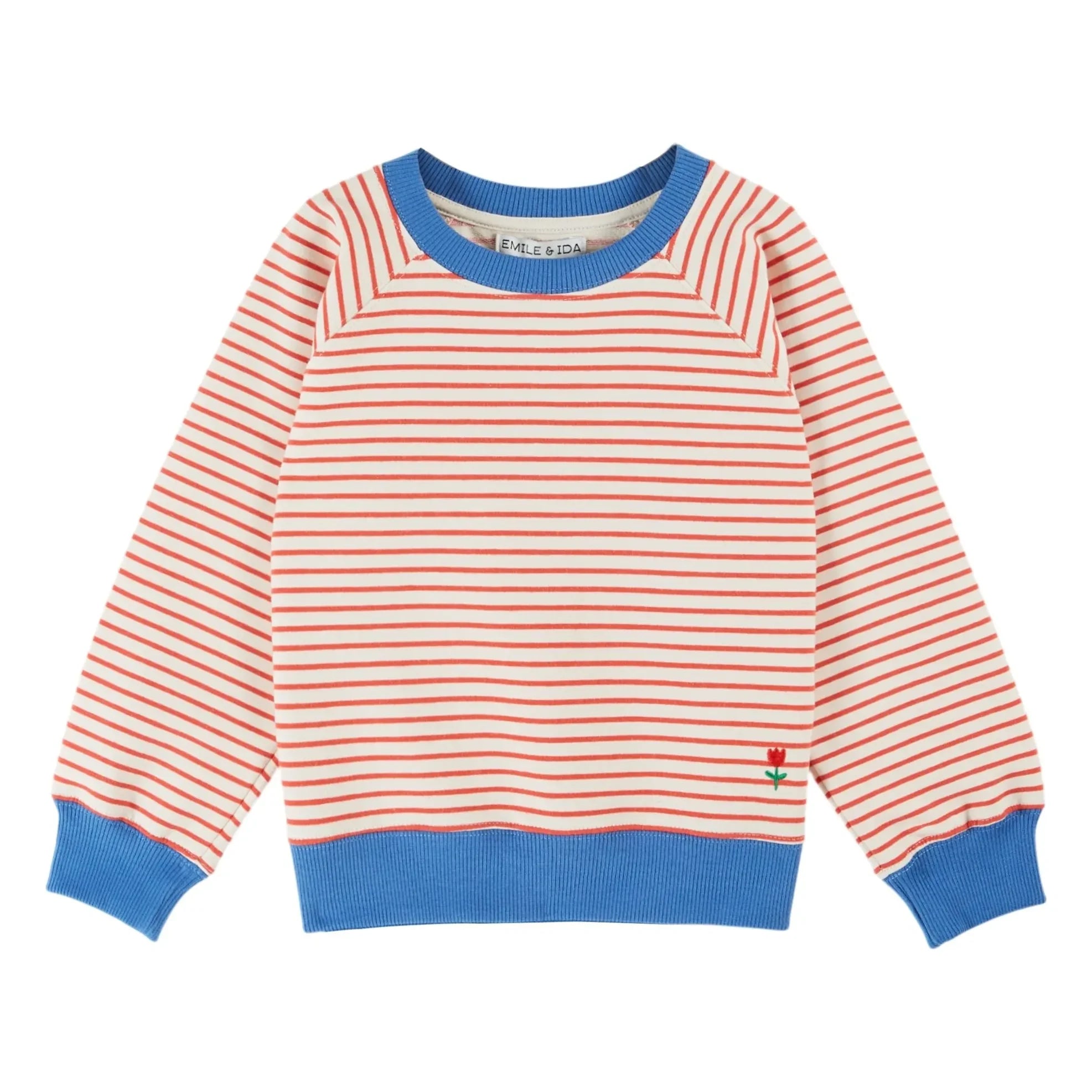 Emile et Ida - Sudadera de algodón orgánico a rayas | Rojo