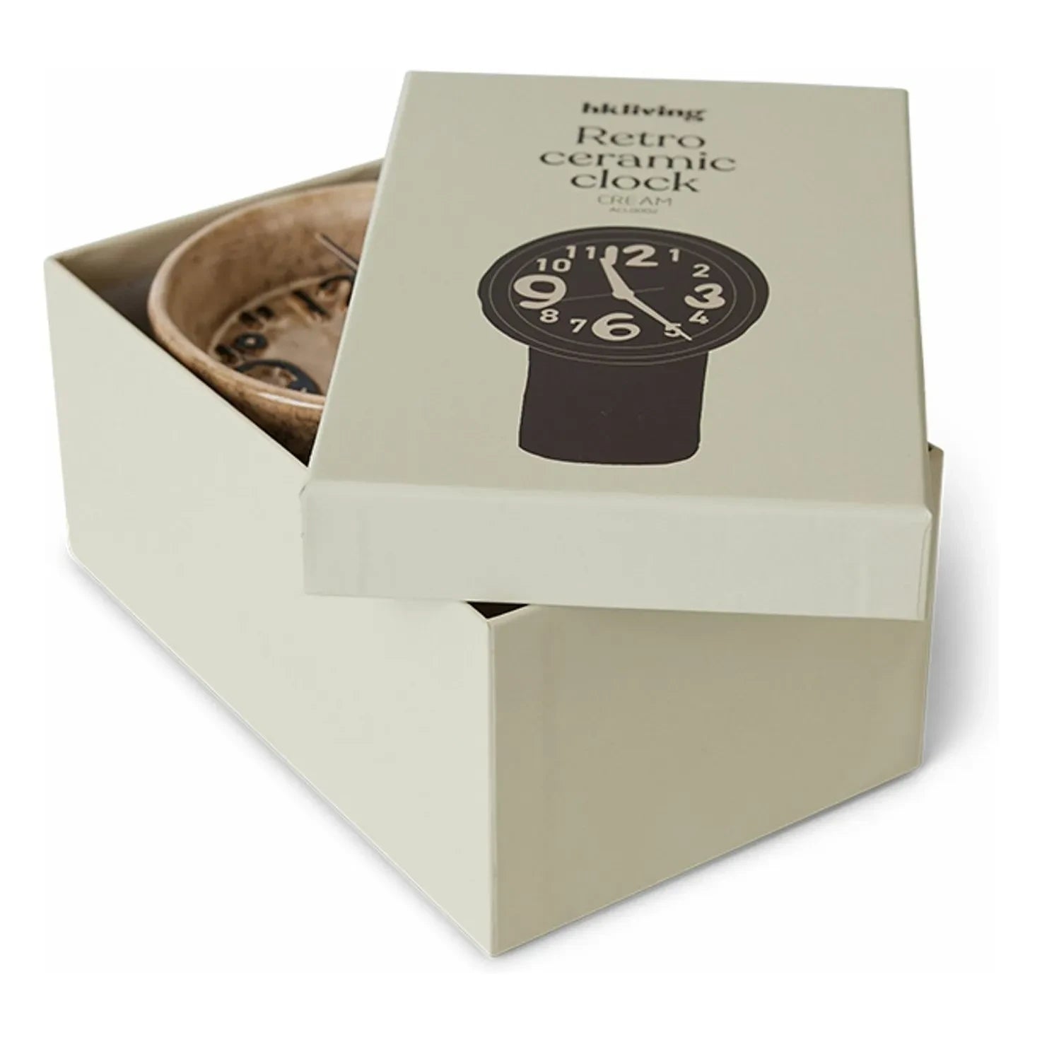 HKliving - Reloj de cerámica retro | Crema