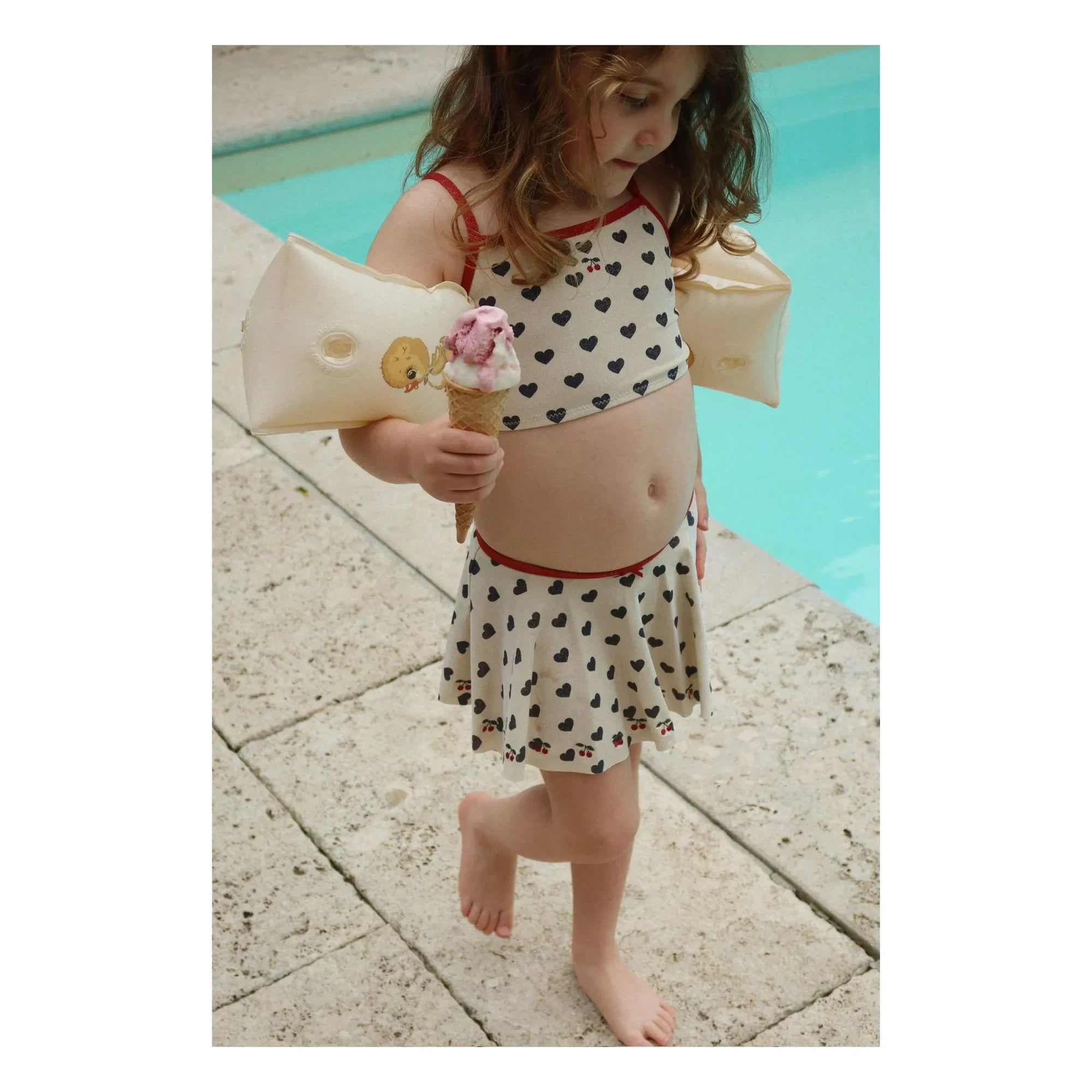Konges Sløjd - Traje de baño Manon Hearts con falda brillante | Crudo