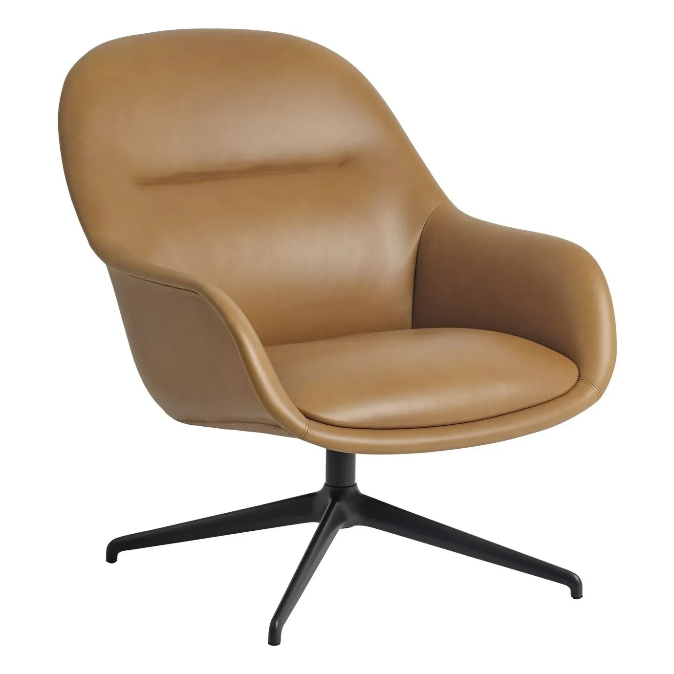 Muuto - Silla lounge de piel Fiber, Iskos-Berlin | Coñac
