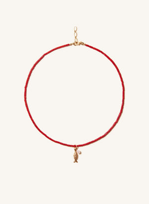 Camille Colette Studio - Collar de Bambú Marino Pez | Rojo