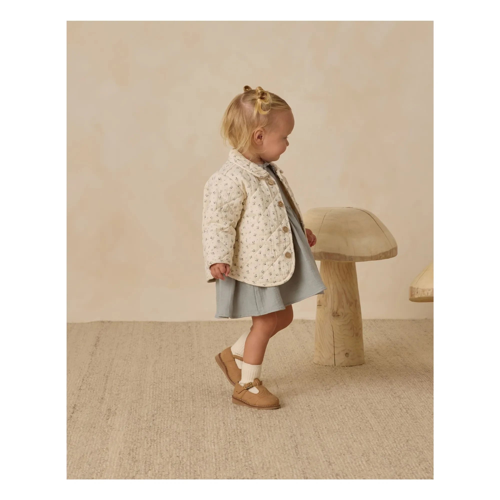 Quincy Mae - Chaqueta acolchada Fleurie de gasa de algodón orgánico | Crudo