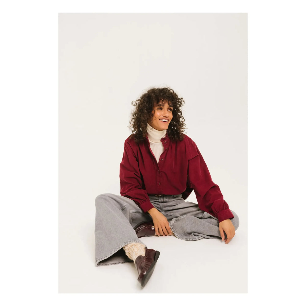 Sacrécoeur - Blusa de terciopelo Soline | Burdeos
